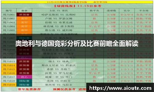 奥地利与德国竞彩分析及比赛前瞻全面解读